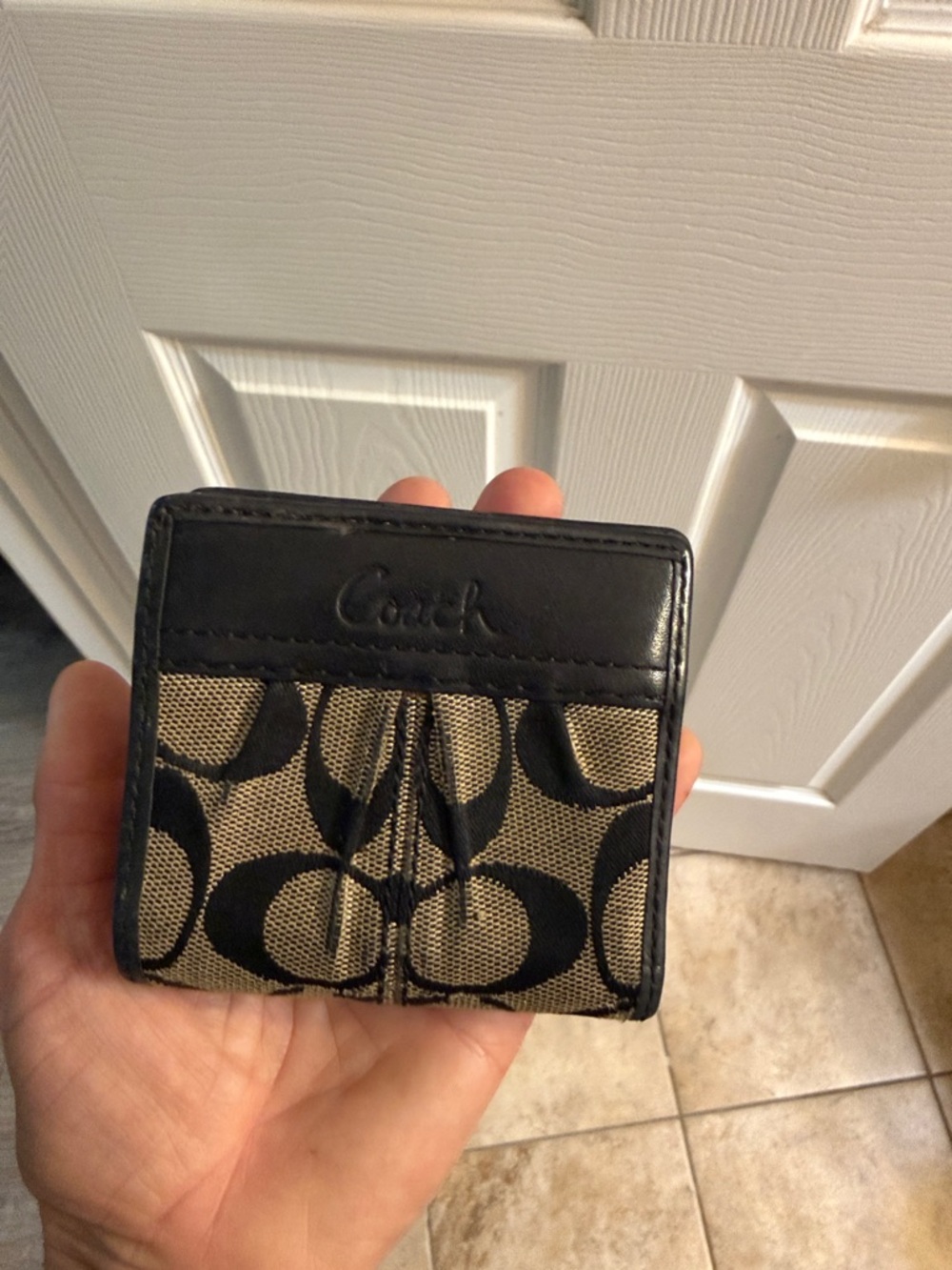 Coach Black and Khaki Signature Card Sleeve